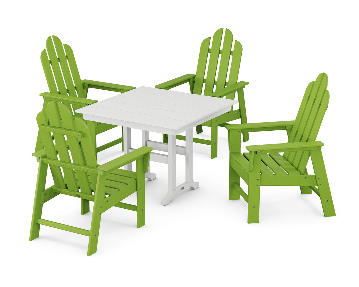 POLYWOOD Long Island 5-Piece Farmhouse Dining Set in Lime / White