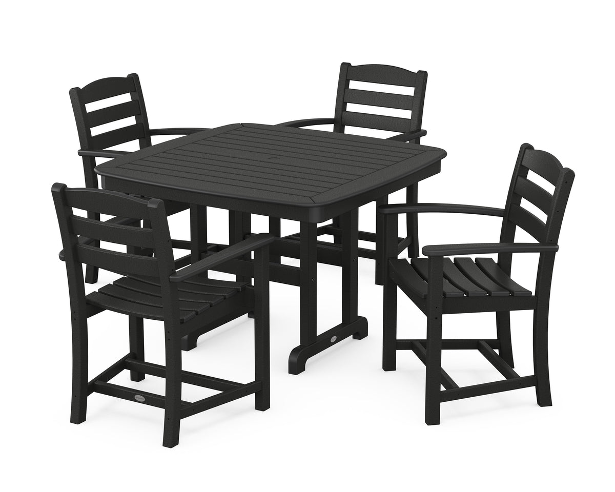 POLYWOOD La Casa Café 5-Piece Dining Set with Trestle Legs - 44" Table in Black