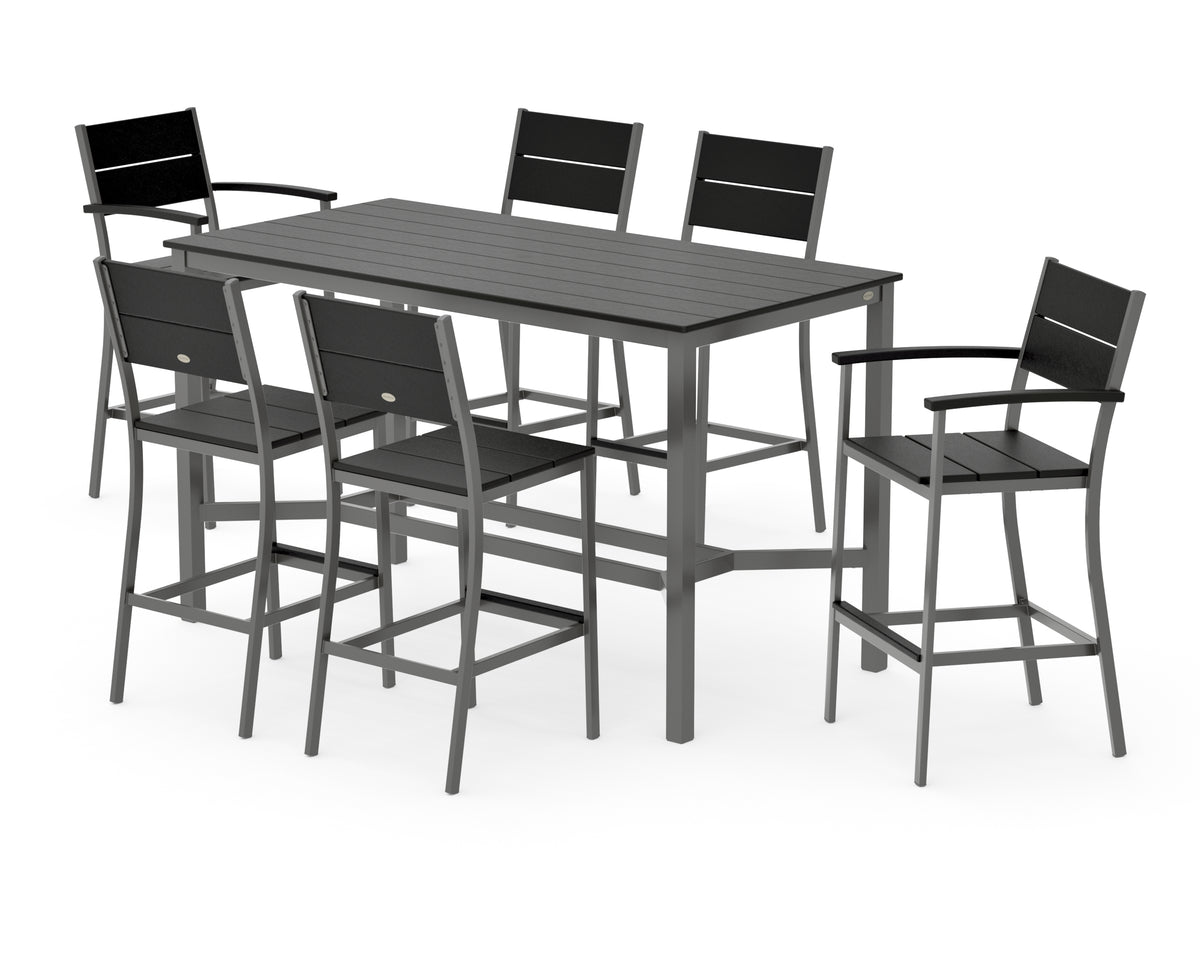 POLYWOOD Main Street 7-Piece Bar Set in Charcoal / Black