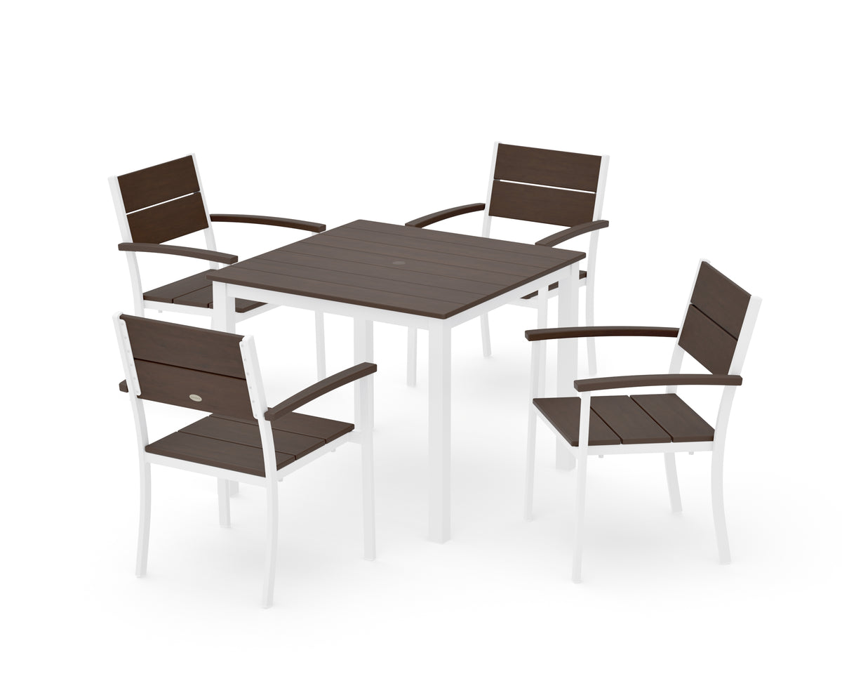 POLYWOOD Main Street 5-Piece Dining Set with Main Street 36" x 36" Dining Table in White / Kona