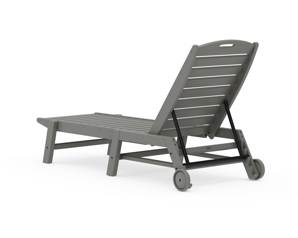 Additional angle of the POLYWOOD Nautical Chaise with Wheels in Slate Grey