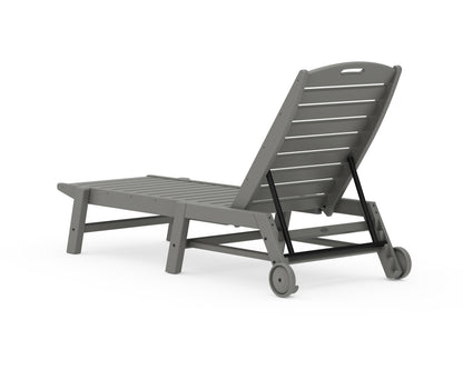 Additional angle of the POLYWOOD Nautical Chaise with Wheels in Slate Grey