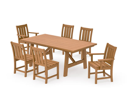 POLYWOOD Oxford Arm Chair 7-Piece Rustic Farmhouse Dining Set in Natural
