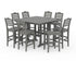 POLYWOOD Savannah Side Chair 9-Piece Square Bar Set with Trestle Legs in Slate Grey