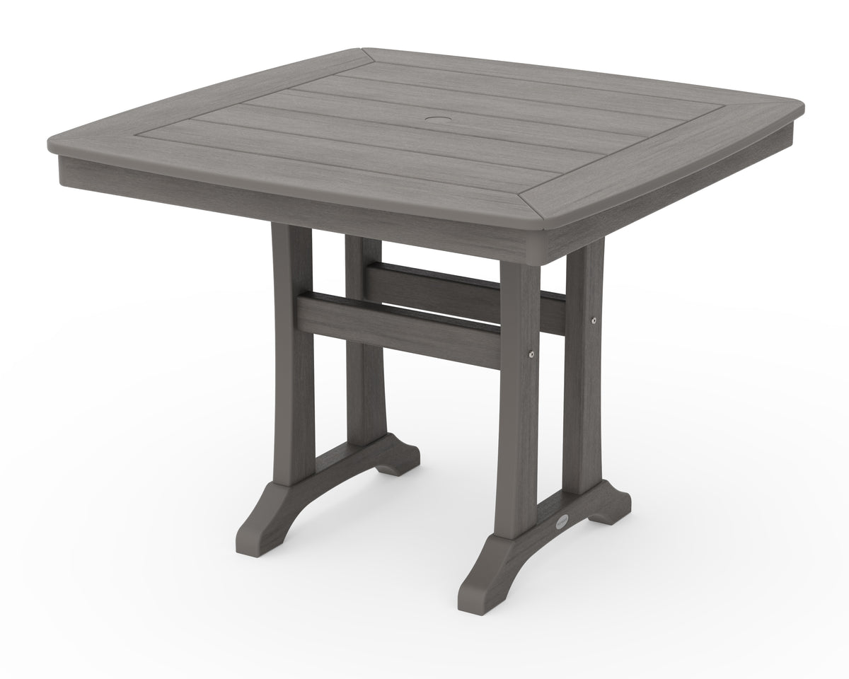 POLYWOOD Nautical Trestle 37" Dining Table in Driftwood