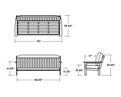POLYWOOD Cottage Deep Seating Sofa dimensions