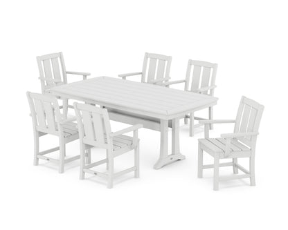 POLYWOOD Mission Arm Chair 7-Piece Dining Set with Trestle Legs in White