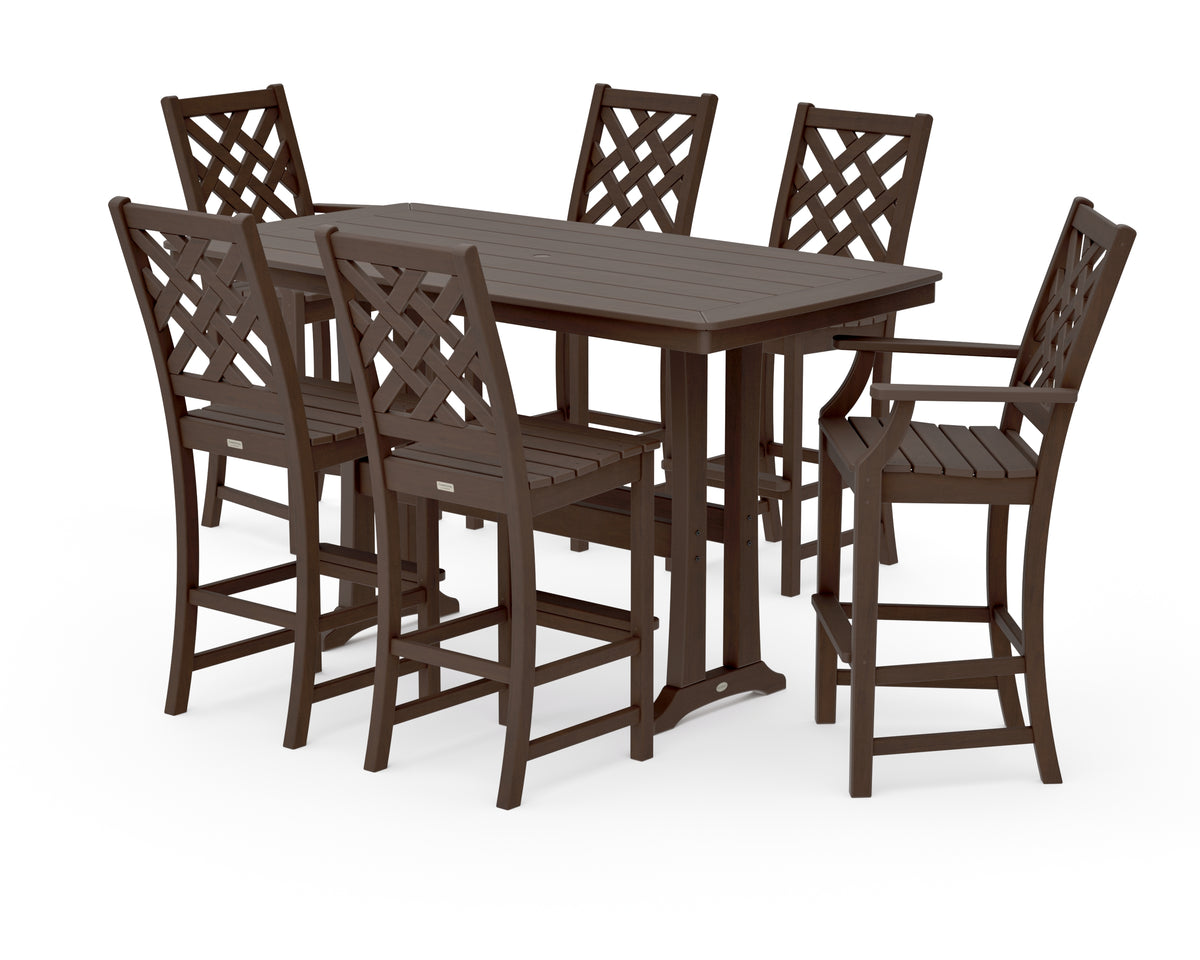 POLYWOOD Country Living Wovendale 7-Piece Bar Set with Trestle Legs in Kona