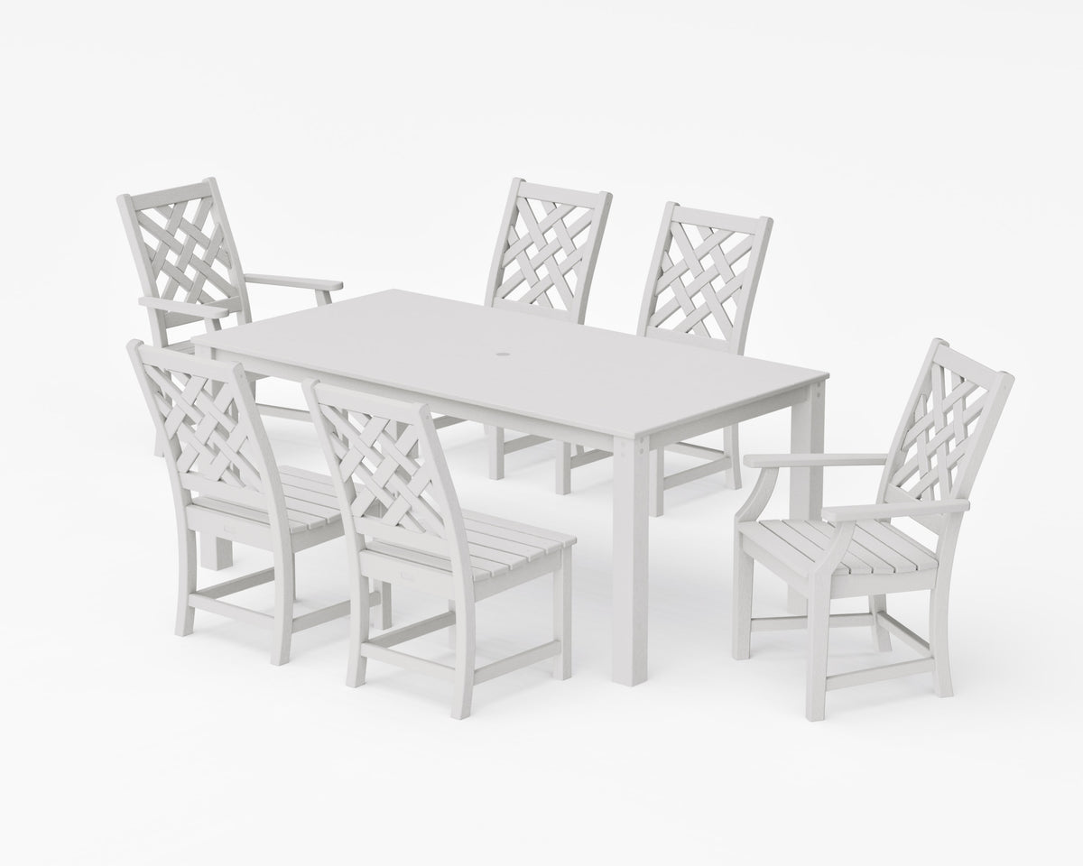 POLYWOOD Wovendale 7-Piece Parsons Dining Set in Vintage White