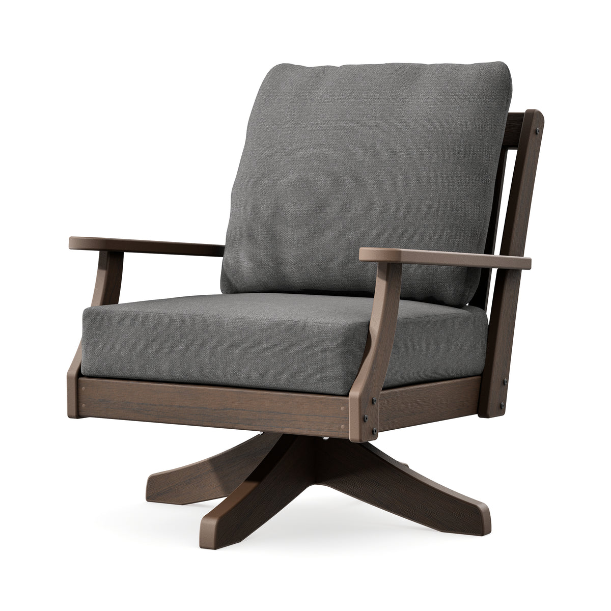 POLYWOOD Braxton Deep Seating Swivel Chair in Kona / Ash Charcoal