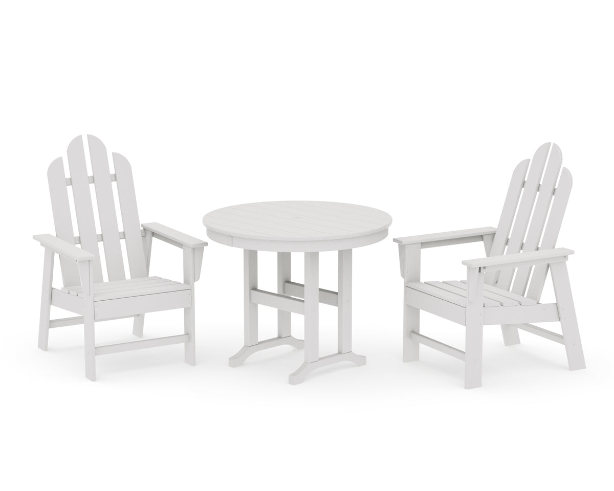 POLYWOOD Long Island 3-Piece Round Dining Set in Vintage White