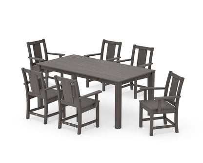 POLYWOOD Prairie Arm Chair 7-Piece Parsons Dining Set in Driftwood