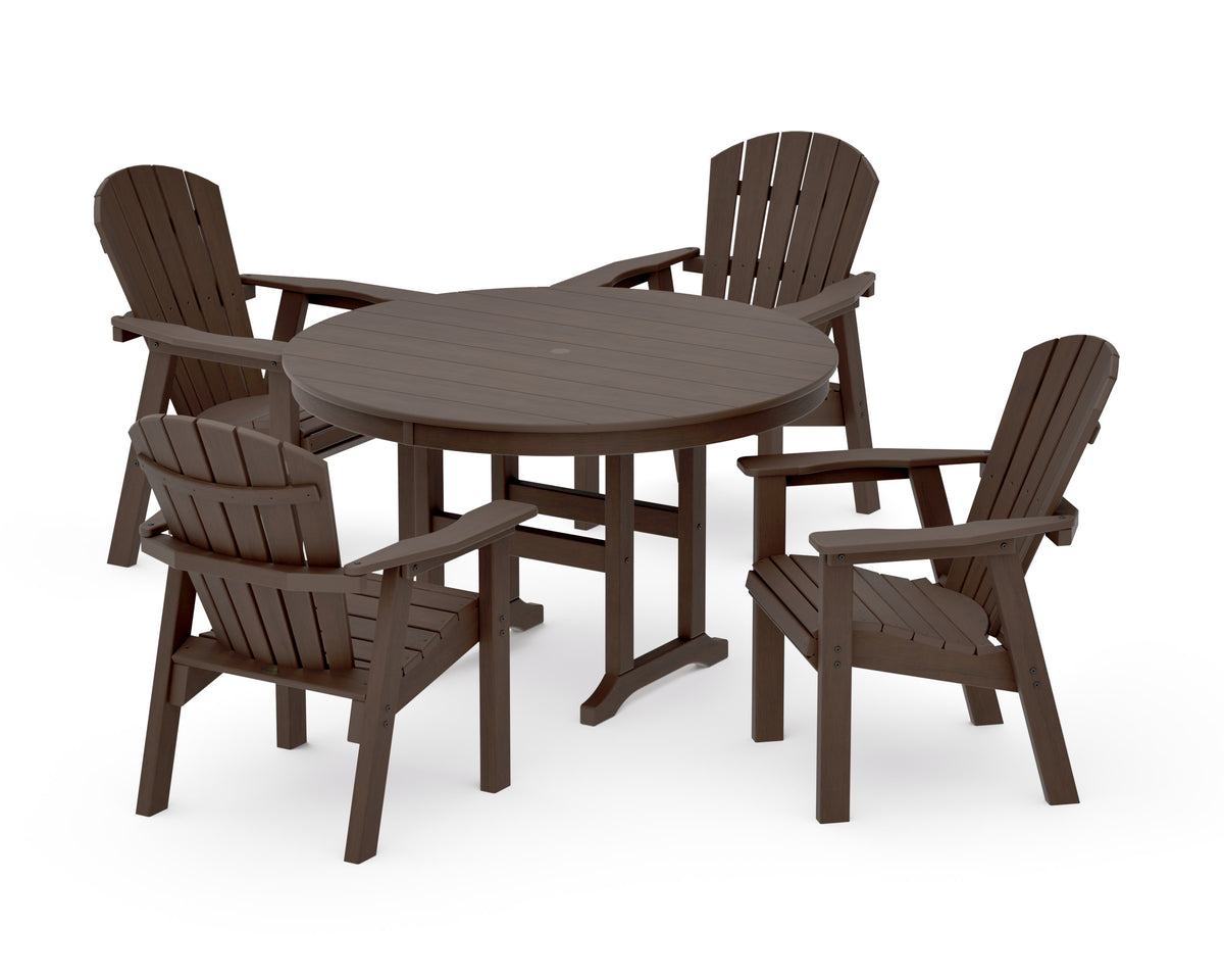 POLYWOOD Seashell 5-Piece Round Farmhouse Dining Set in Kona