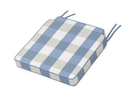 POLYWOOD Acadia Dining Side Seat Cushion in Buffalo Plaid Sky Blue