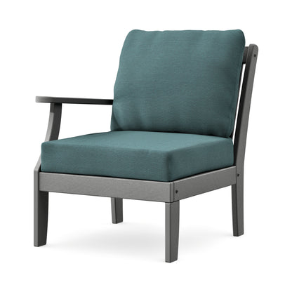 POLYWOOD Braxton Modular Left Arm Chair in Slate Grey / Ocean Teal