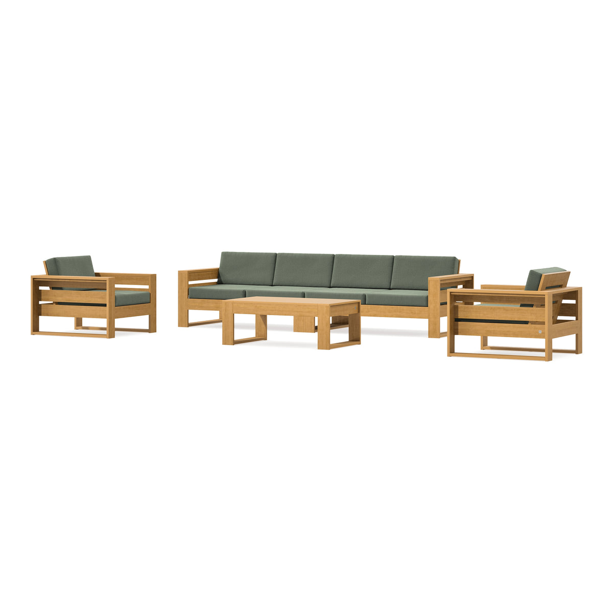 POLYWOOD PW Designer Series Latitude 5-Piece Lounge Sofa Set in Natural / Cast Sage