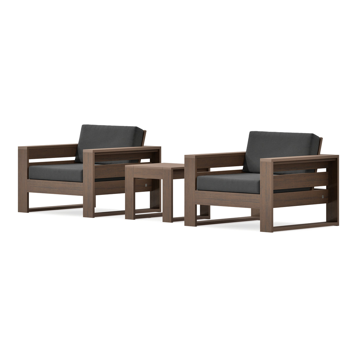 POLYWOOD PW Designer Series Latitude 3-Piece Lounge Chair Set in Kona / Spectrum Carbon