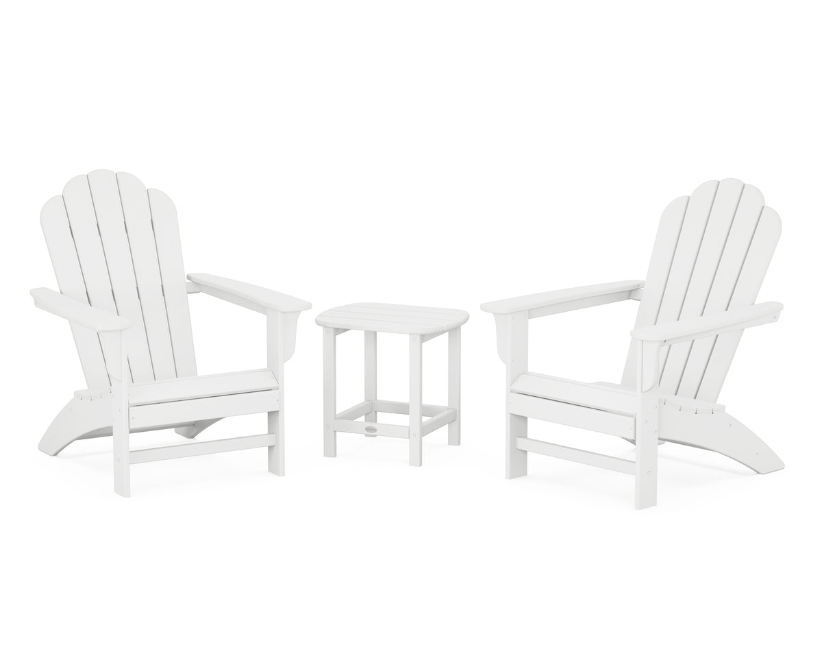 POLYWOOD Country Living Cottage Adirondack Chair 3-Piece Set in White