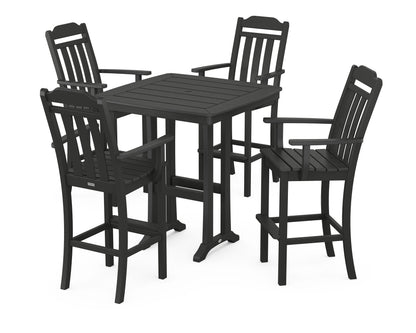 POLYWOOD Cottage 5-Piece Bar Set with Trestle Legs in Black