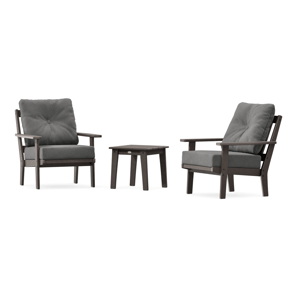 POLYWOOD Oxford 3-Piece Deep Seating Set in Vintage Coffee