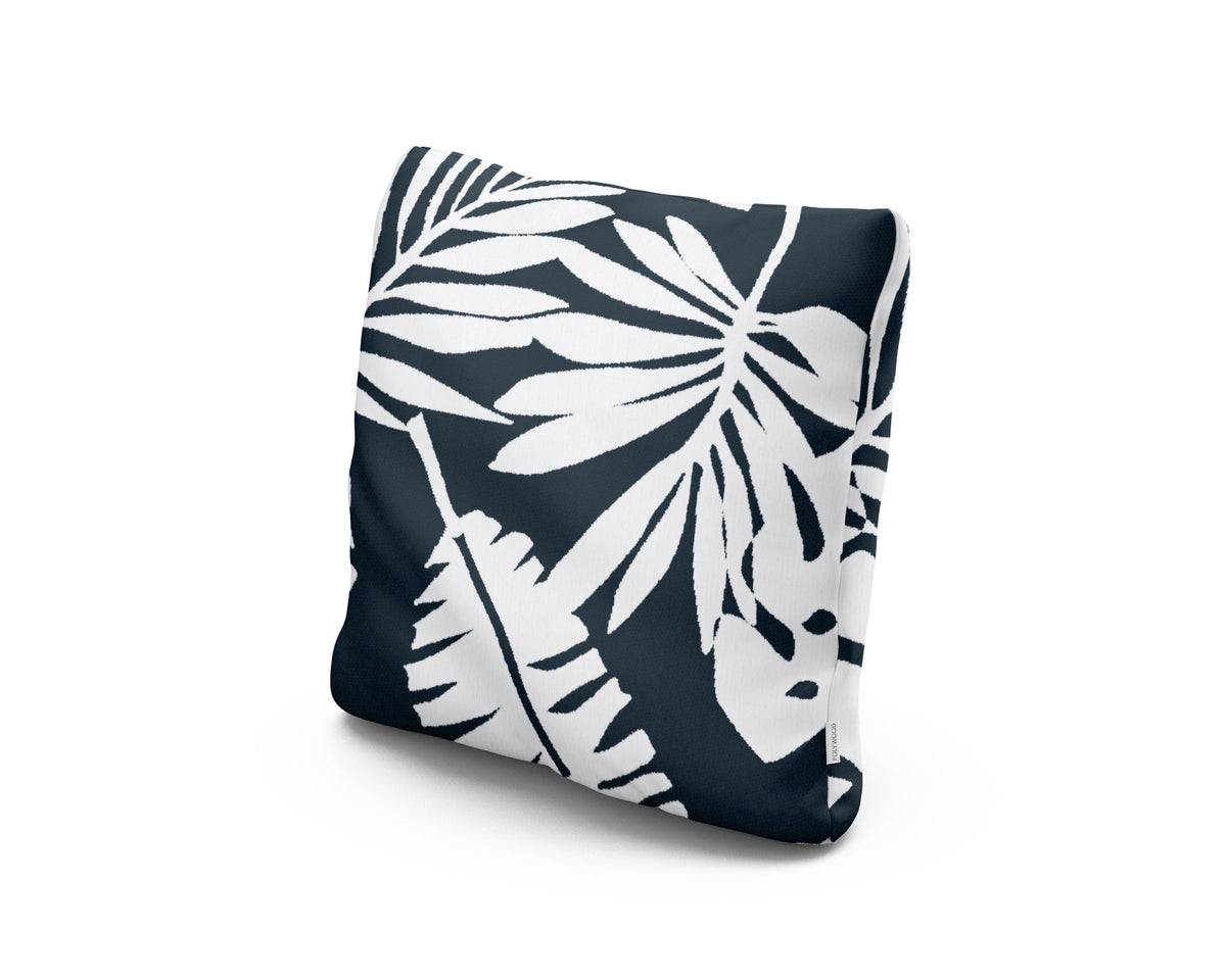POLYWOOD 18" Outdoor Throw Pillow in Leaf Marine Indigo