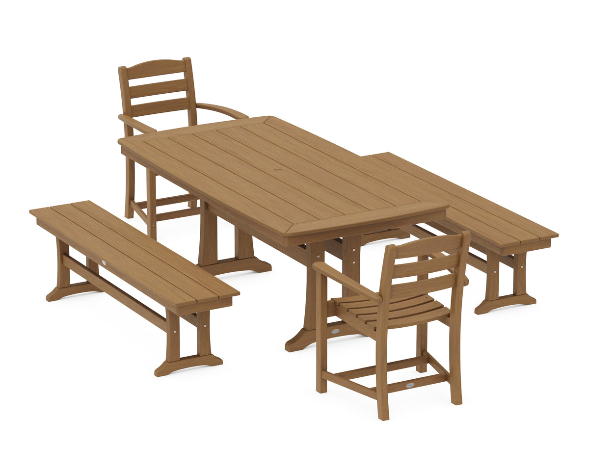 POLYWOOD La Casa Café 5-Piece Dining Set with Trestle Legs in Natural