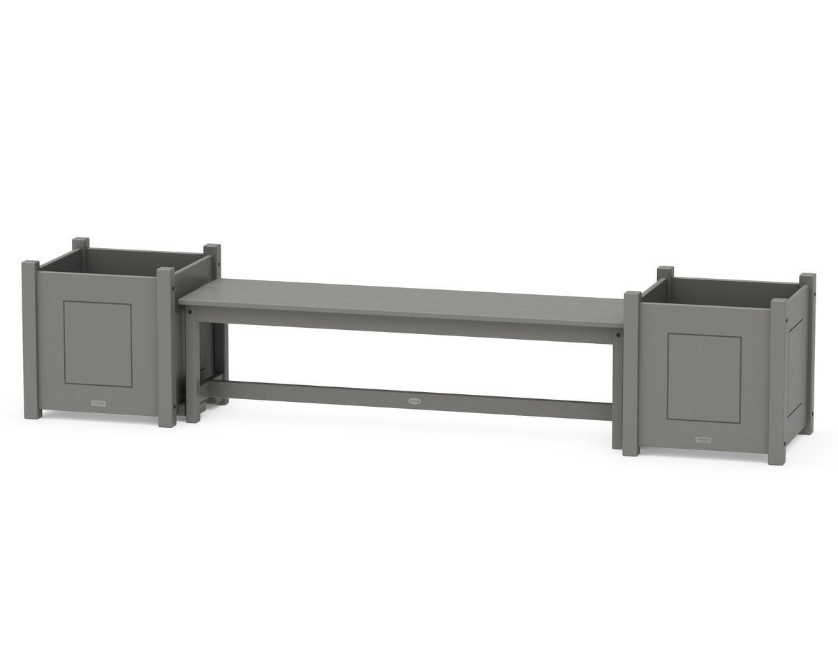 POLYWOOD 60" Country Living Straight Planter Bench Set - Large in Slate Grey