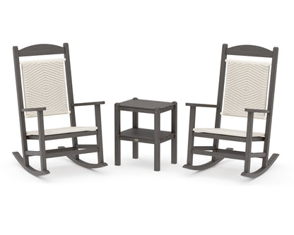 POLYWOOD Presidential Woven Rocker 3-Piece Set in Driftwood / White Loom