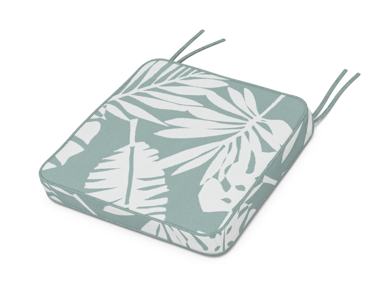 POLYWOOD Chinoiserie Side Chair Seat Cushion in Leaf Glacier Spa