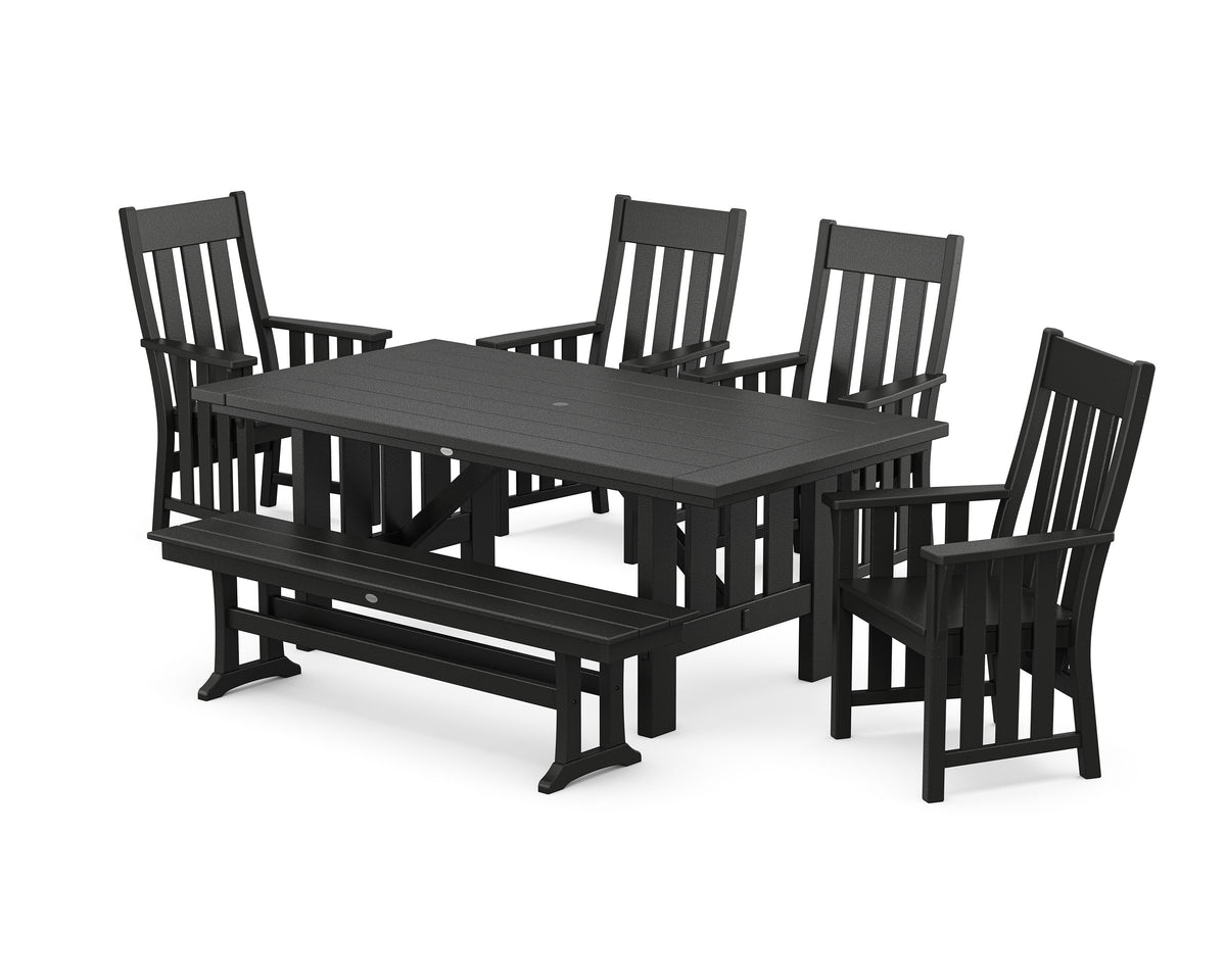 POLYWOOD Acadia 6-Piece Dining Set with Bench in Black