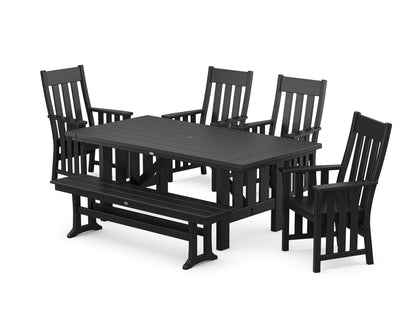 POLYWOOD Acadia 6-Piece Dining Set with Bench in Black