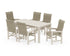 POLYWOOD Coastal Woven High-Back Arm Chair 7-Piece Parsons Dining Set in Sand / Dune Grass
