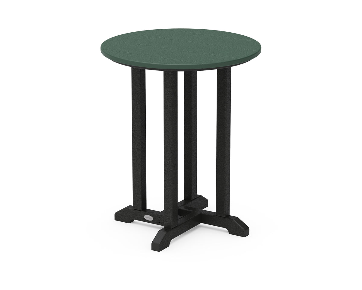 POLYWOOD Contempo 24" Round Dining Table in Black / Green