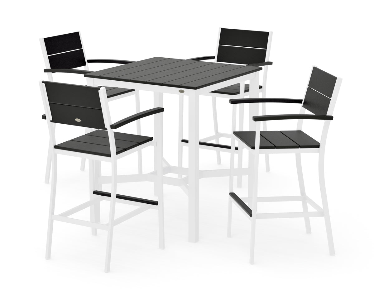 POLYWOOD Main Street 5-Piece Bar Set in White / Black