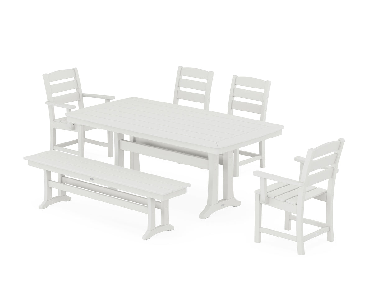 POLYWOOD Lakeside 6-Piece Dining Set with Trestle Legs in Vintage White