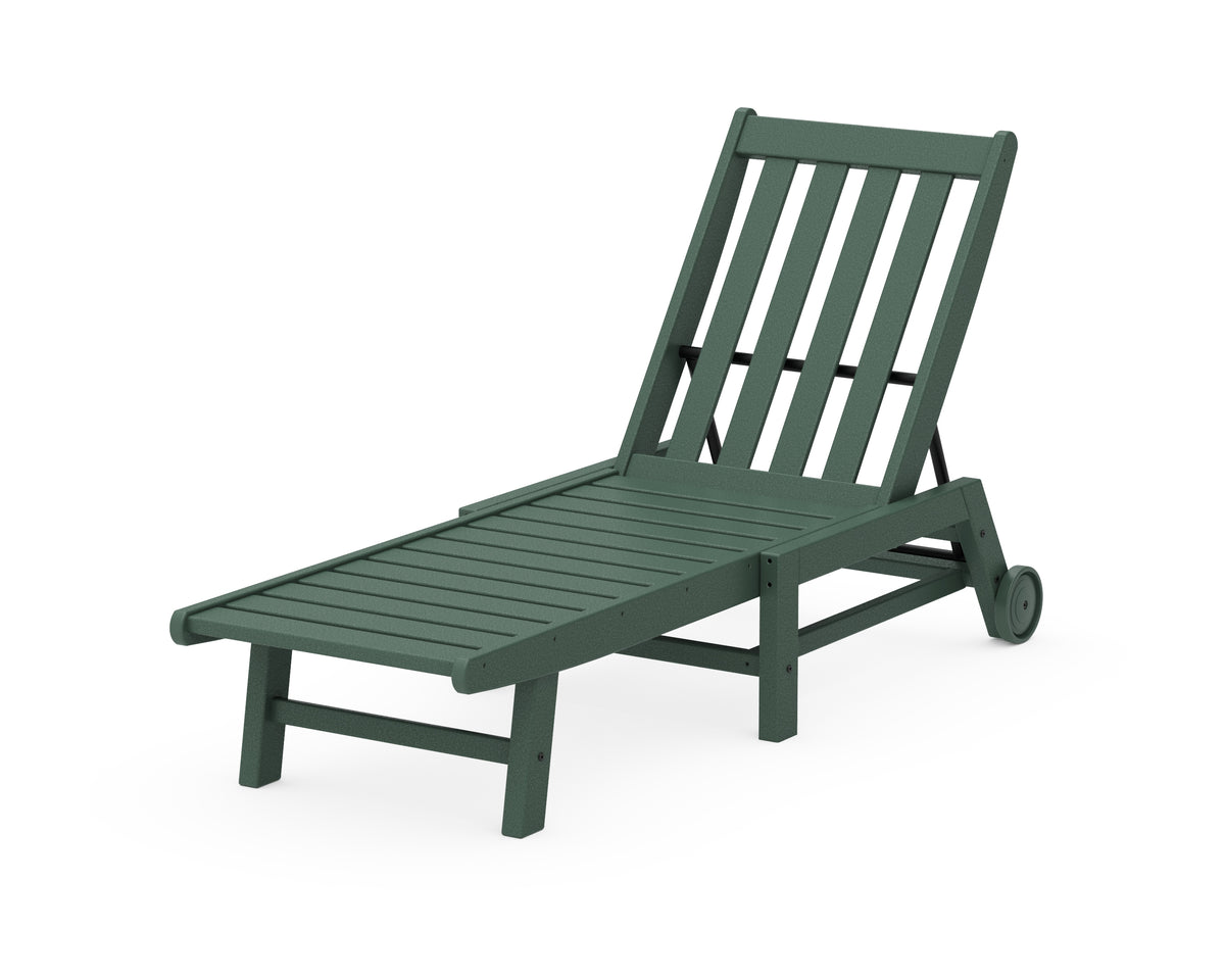 POLYWOOD Vineyard Chaise with Wheels in Green
