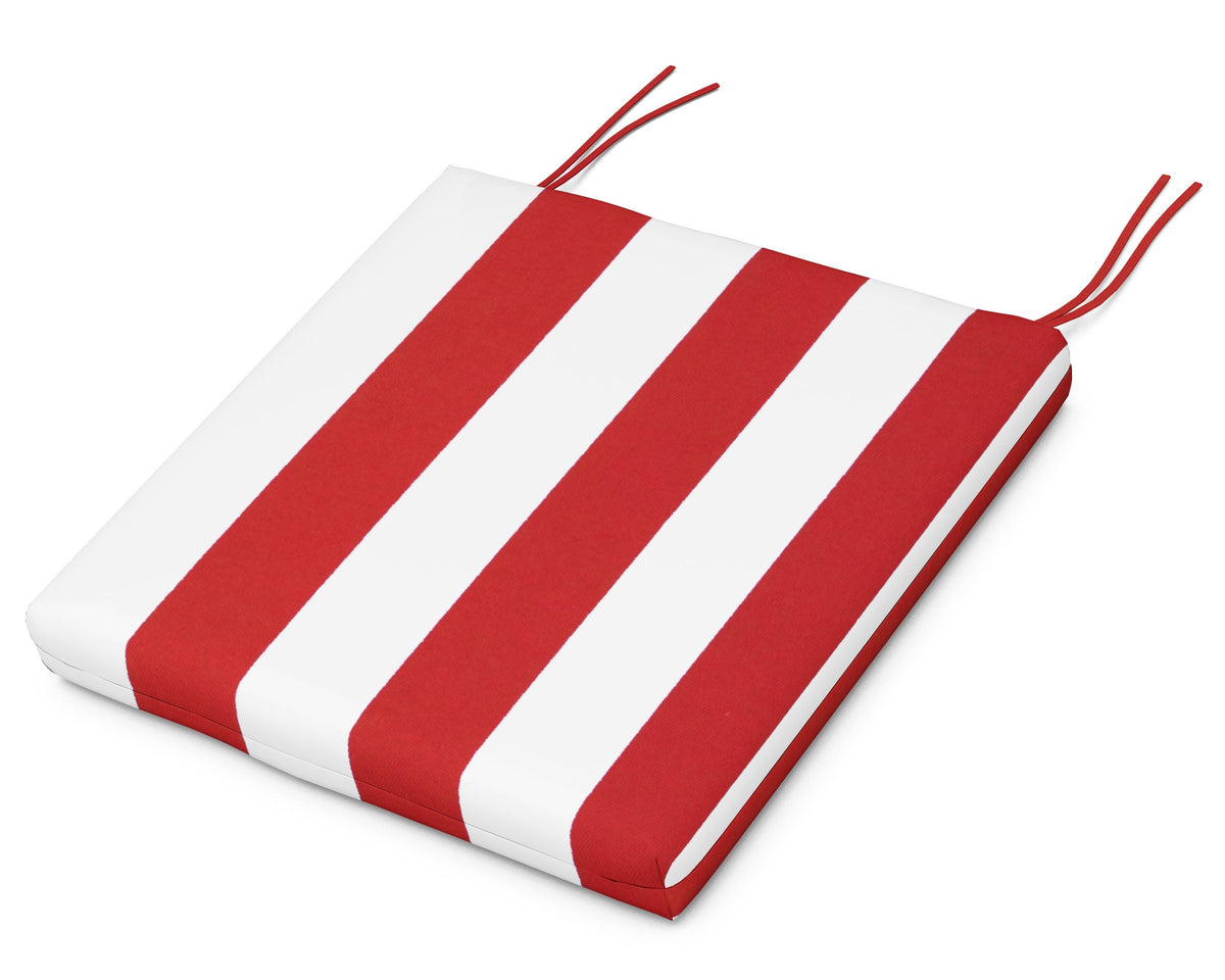 POLYWOOD Seat Cushion 17"D x 19"W x 2.5"H in Cabana Stripe Crimson