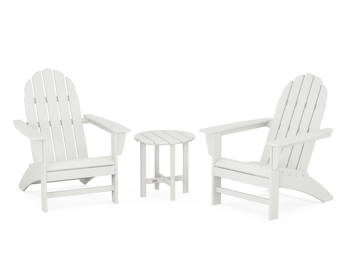 POLYWOOD Vineyard 3-Piece Adirondack Set in Vintage White