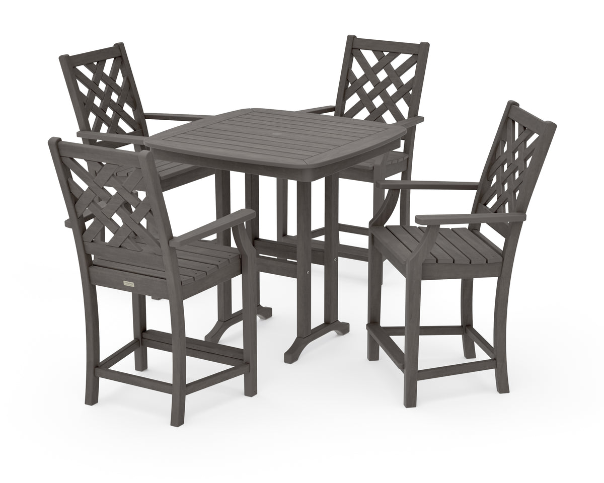 POLYWOOD Country Living Wovendale 5-Piece Counter Set in Driftwood