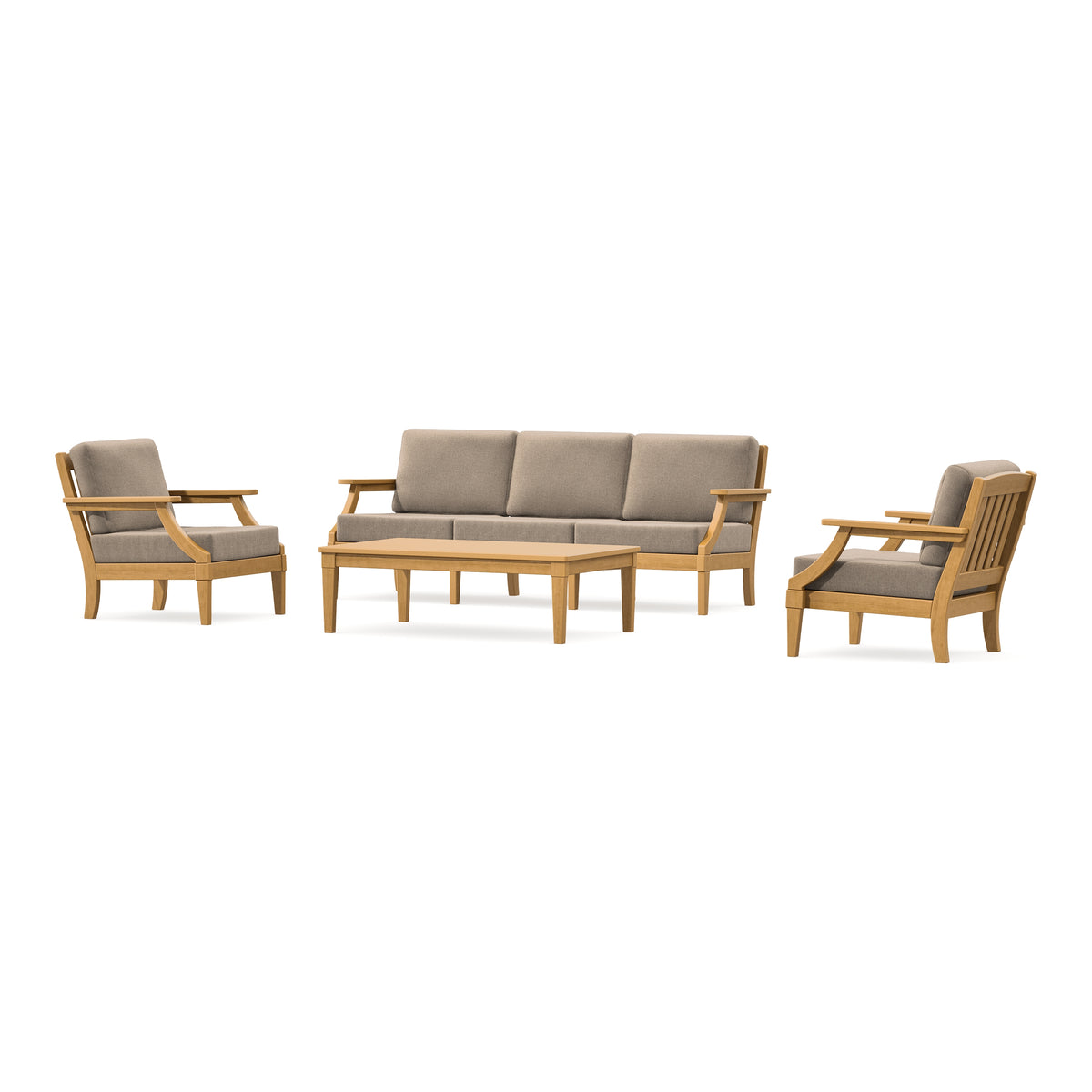 POLYWOOD PW Designer Series Estate 4-Piece Lounge Sofa Set in Natural / Spiced Burlap