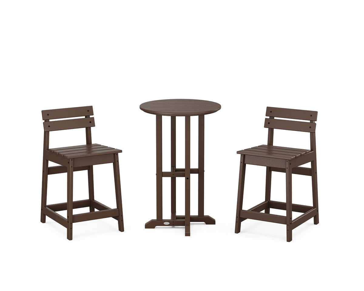 POLYWOOD Modern Studio Plaza Lowback 3-Piece Bistro Counter Set in Mahogany