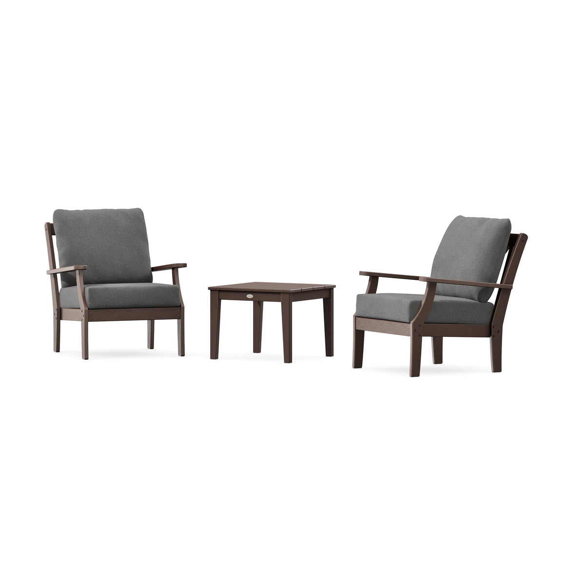 POLYWOOD Braxton 3-Piece Deep Seating Set in Mahogany
