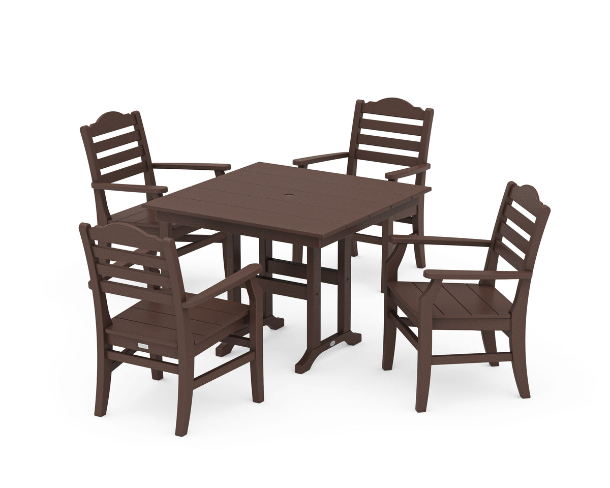 POLYWOOD Savannah 5-Piece Farmhouse Dining Set in Mahogany