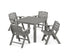 POLYWOOD Nautical Folding Lowback Chair 5-Piece Parsons Dining Set in Slate Grey