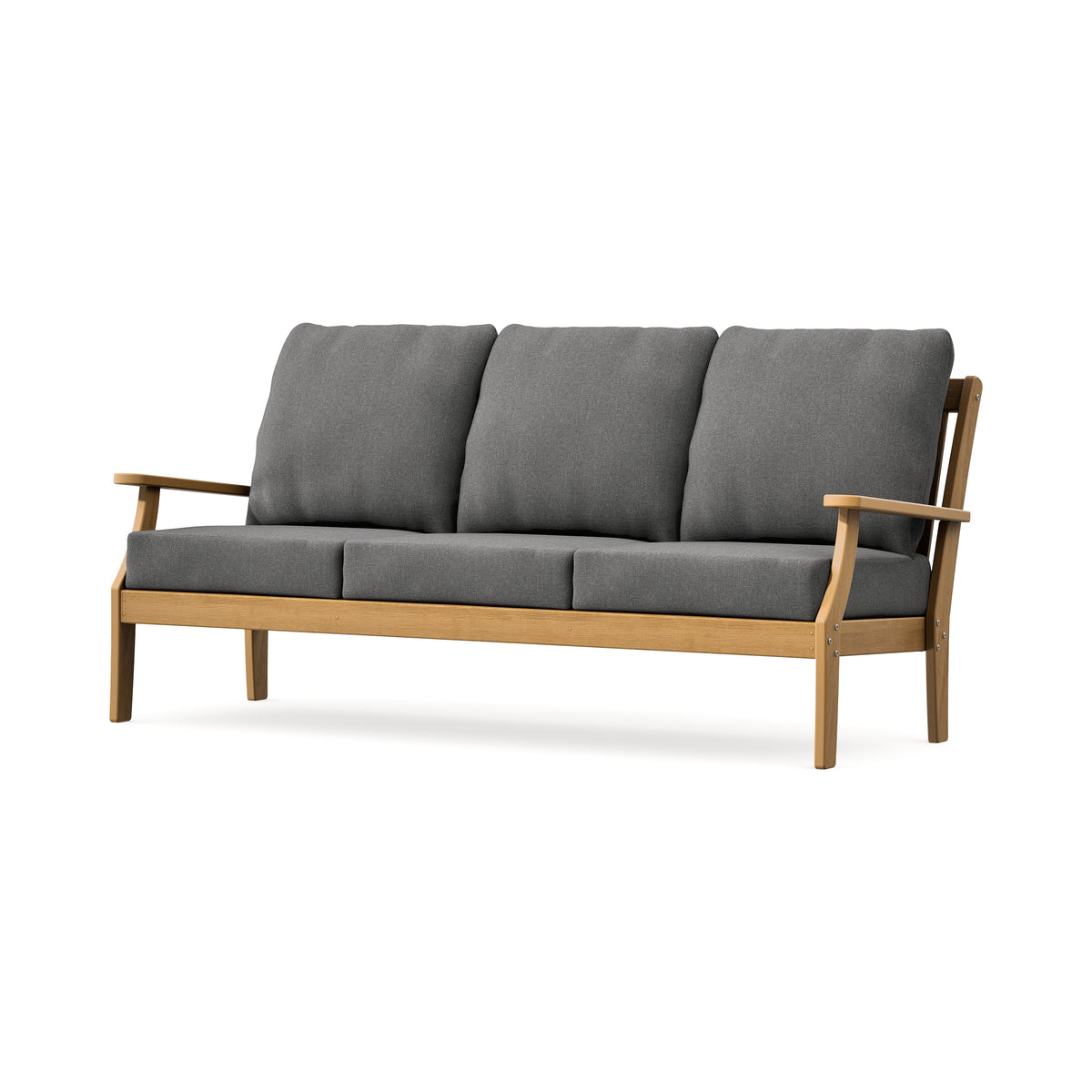 POLYWOOD Braxton Deep Seating Sofa in Natural / Ash Charcoal