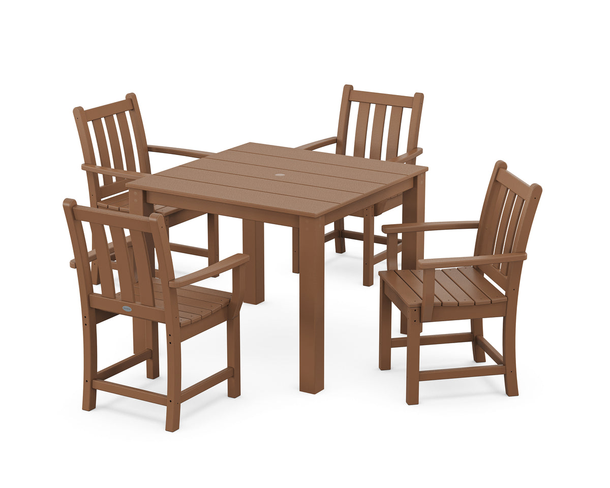 POLYWOOD Traditional Garden 5-Piece Parsons Dining Set in Teak
