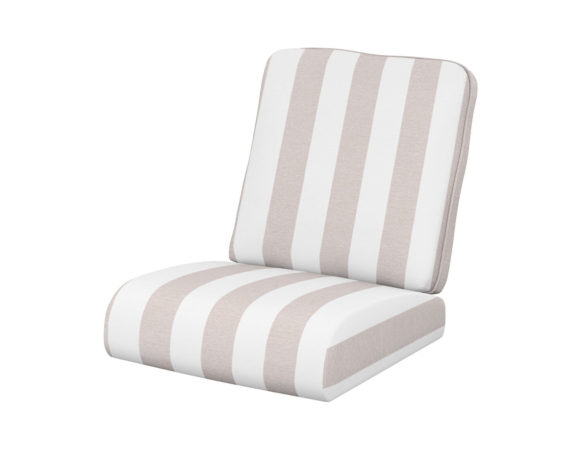 POLYWOOD Club Seat/Back Cushion in Cabana Stripe Dune Burlap