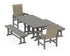 POLYWOOD Coastal Woven High-Back 5-Piece Dining Set with Benches in Slate Grey / Dune Grass