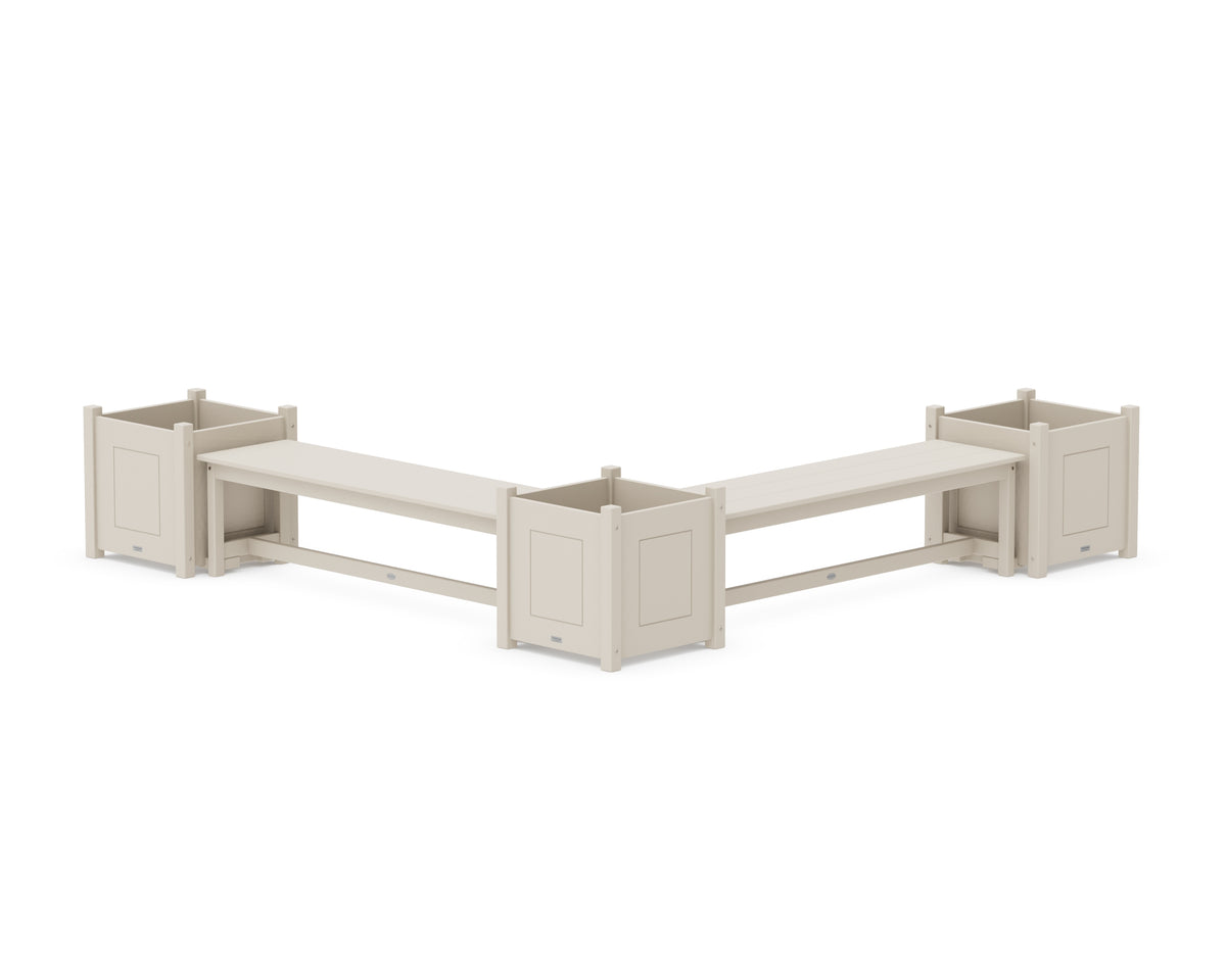 POLYWOOD 60" Country Living L-Shaped Planter Bench Corner Set - Large in Sand