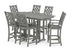 POLYWOOD Country Living Wovendale Arm Chair 7-Piece Farmhouse Bar Set in Slate Grey